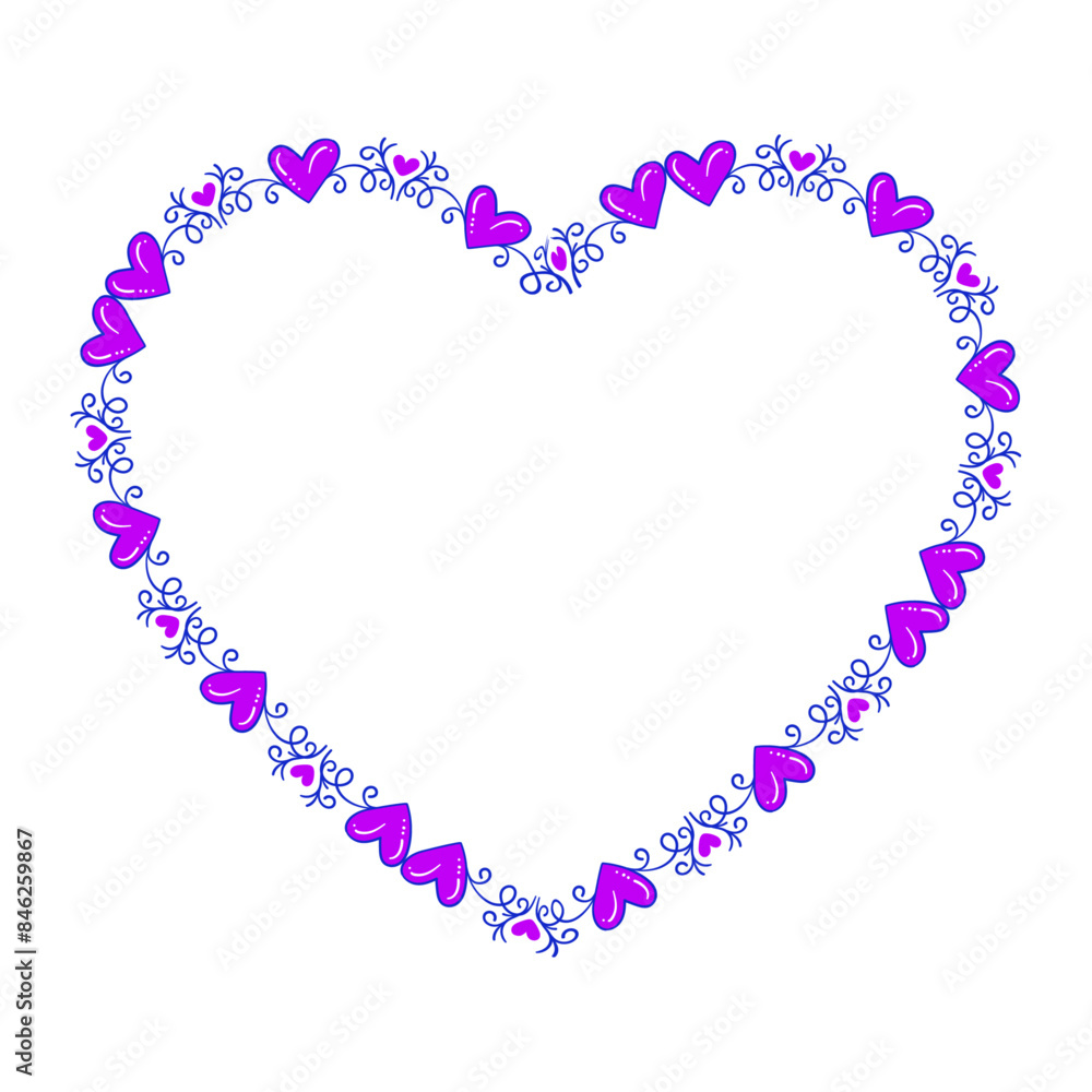 Hand drawn flat design hearts border and frame Hand drawn flat design hearts border and frame