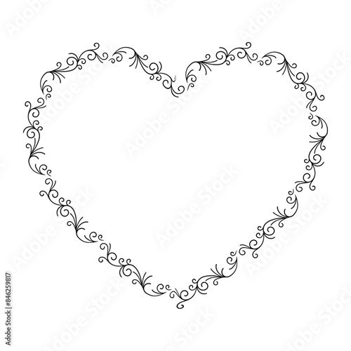 Hand drawn flat design hearts border and frame