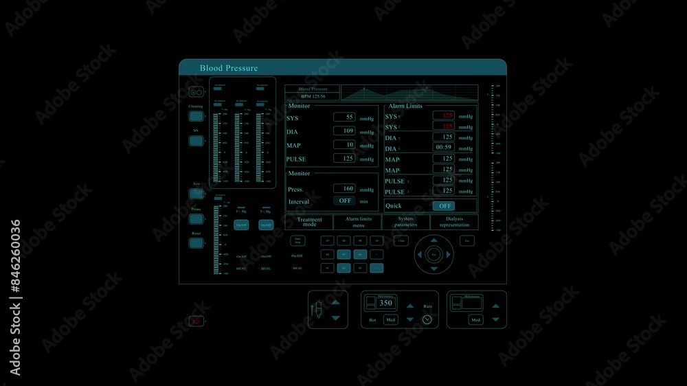 Blood pressure hud display showing data with numbers and text. Computer graphic vfx Blood pressure hud display showing data with numbers and text. Computer graphic vfx