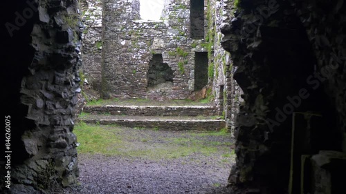 The Remains Of The Historic Structures On The Hill of Slane, County Meath, Ireland. Zoom In Shot photo