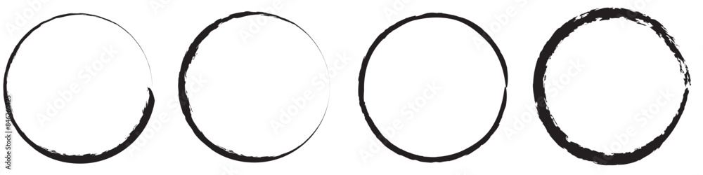 Grunge circle brush ink frames set. Clip-art illustration set on white background. Vector illustration. EPS 10/AI Grunge circle brush ink frames set. Clip-art illustration set on white background. Vector illustration. EPS 10/AI