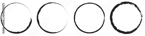 Grunge circle brush ink frames set. Clip-art illustration set on white background. Vector illustration. EPS 10/AI