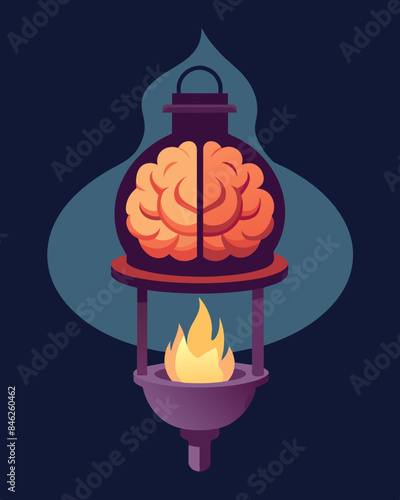 The gaslight inside my brain created a dizzying glow making it difficult to discern reality from imagination.. Vector illustration