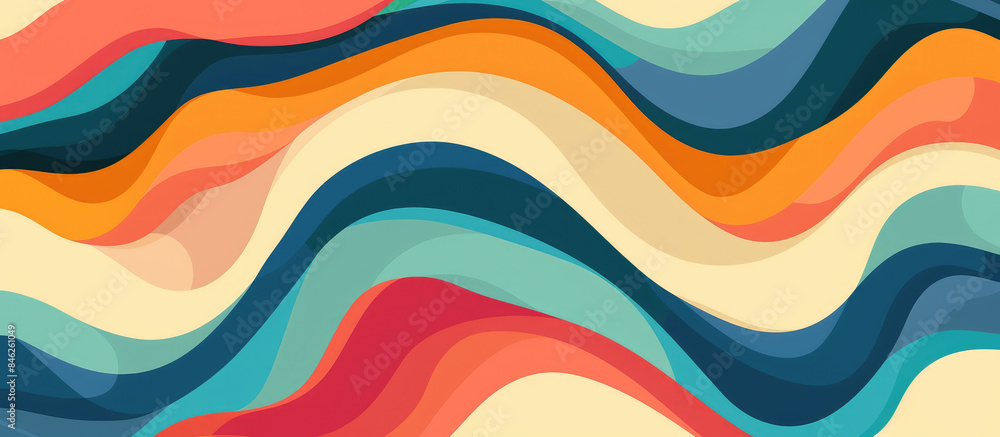 Abstract retro groovy background, flat illustration of colorful wavy pattern Abstract retro groovy background, flat illustration of colorful wavy pattern