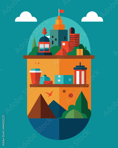 The crosssection of a landfill resembling a time capsule preserving the layers of trash as a reminder of our throwaway culture.. Vector illustration