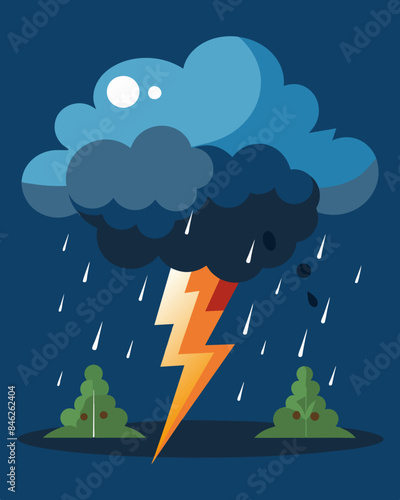 The sound of thunder resonates as the harsh words and negative thoughts crash against the mind.. Vector illustration