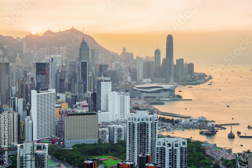 Canvas Print Scenic view of the Hong Kong Island at sunset