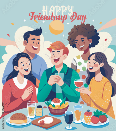 Happy Friendship Day Social Media Stories Template Flat Cartoon Background Vector Illustration