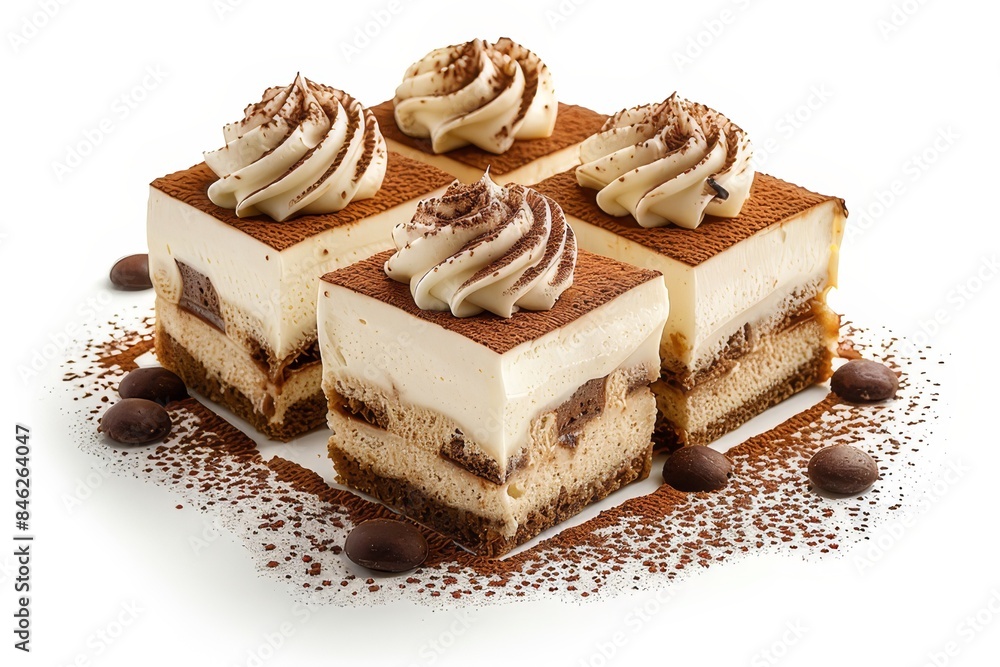 Tiramisu cake isolated on a white background
Tiramisu cake isolated on a white background