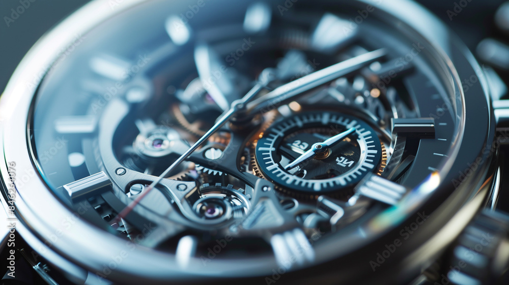 Close Up Of Clock Watch Mechanism With Gears. Close Up Of Clock Watch Mechanism With Gears.
