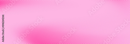 Pink rose halftone pattern. Retro comic gradient background. Pixelated dotted texture overlay. Cartoon pop art faded gradient pattern. Vector backdrop for poster, banner, advertisement