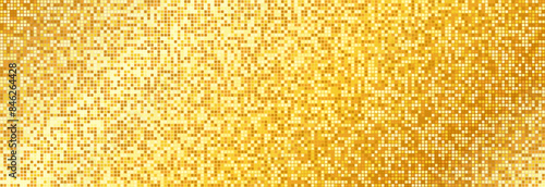 Golden disco party pattern. Yellow square sequin mosaic texture background. Abstract gold shining glitter halftone wallpaper. Pop up comic sparkling glitter backdrop. Retro vector design template