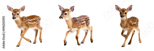 Collection of baby deers isolated on transparent or white background