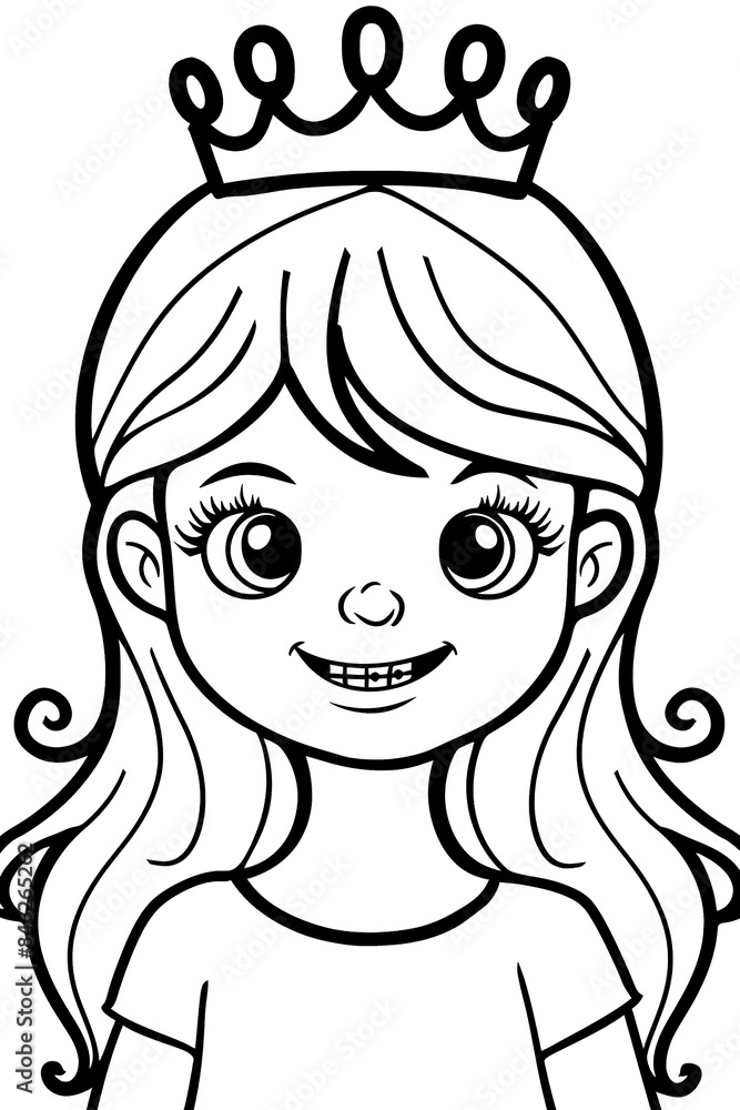 A simple coloring page of a beautiful princess A simple coloring page of a beautiful princess