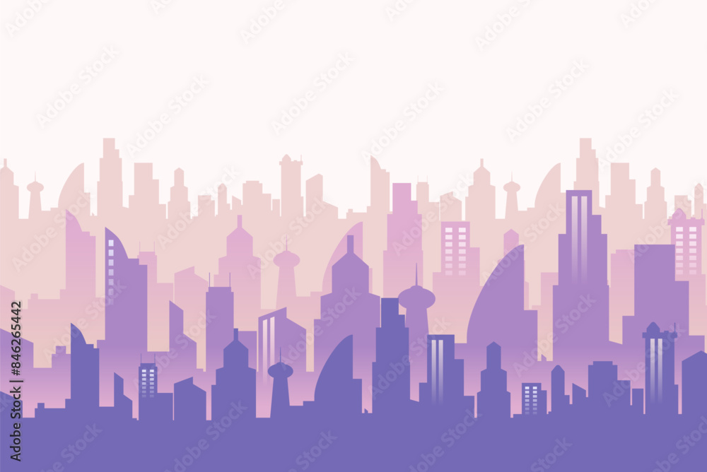 Modern cityscape silhouette background. Vector illustration banner template