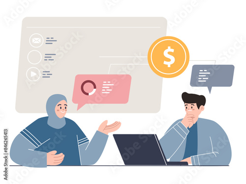 Financial planning money advisor analyzing budget discussion together briefing with client