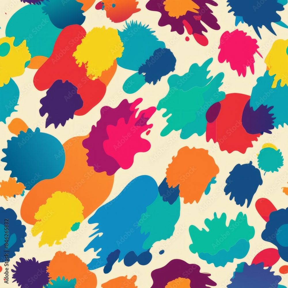 Seamless pattern of colorful paint smears and ink blotches layered with paper textures, Generative AI Seamless pattern of colorful paint smears and ink blotches layered with paper textures, Generative AI