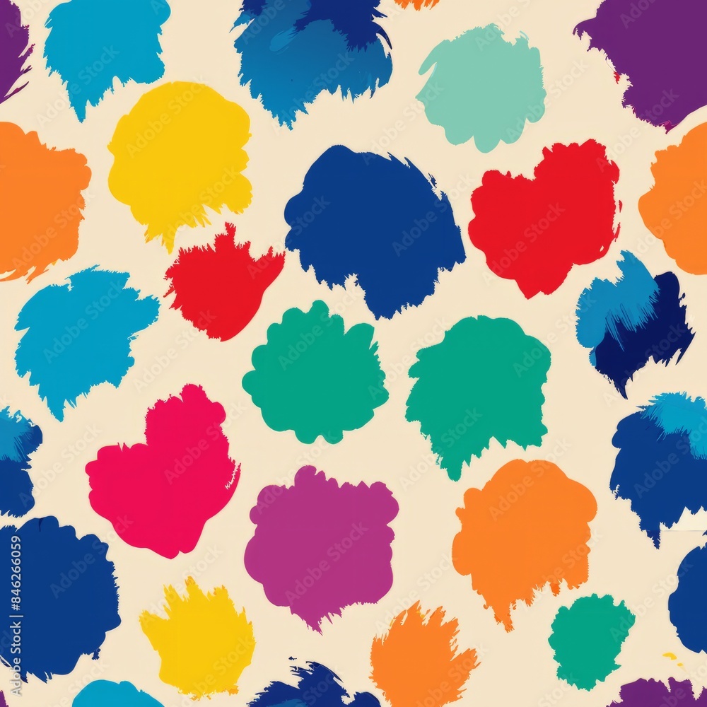 Seamless pattern of colorful paint smears and ink blotches layered with paper textures, Generative AI Seamless pattern of colorful paint smears and ink blotches layered with paper textures, Generative AI