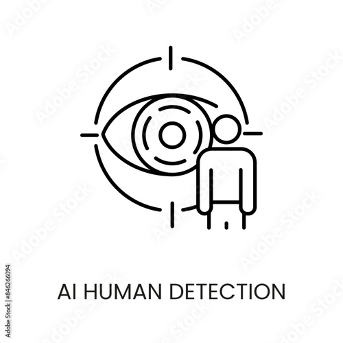 Ai human detection line vector icon with editable stroke
