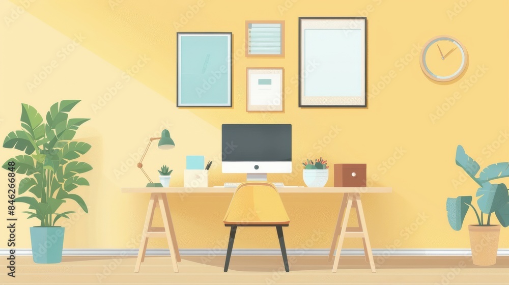 Modern Home Office Workspace with Plants
Modern Home Office Workspace with Plants