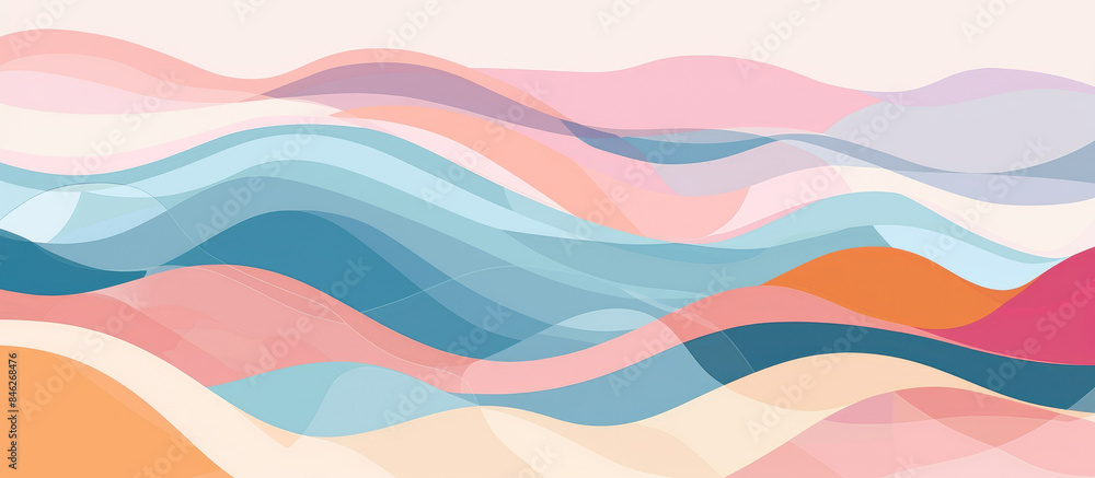 Abstract wavy background with pastel colors, pink, blue and orange Abstract wavy background with pastel colors, pink, blue and orange
