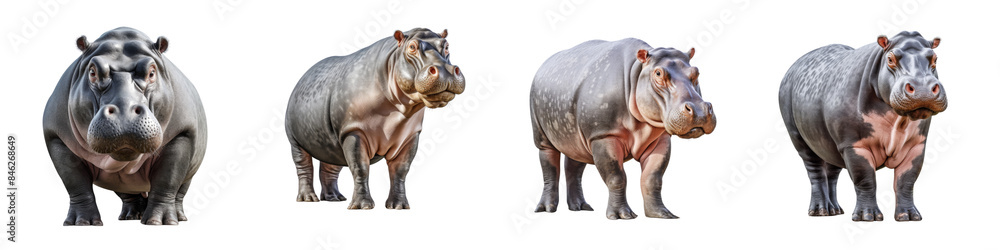 Collection of hippoes isolated on transparent or white background Collection of hippoes isolated on transparent or white background