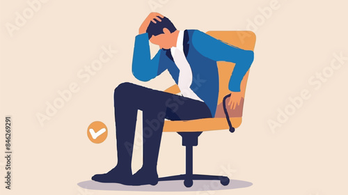 Regret on business mistake, frustration or depressed, stupidity or foolish losing all money, stressed and anxiety on failure concept, frustrated businessman holding his head sitting alone on the chair