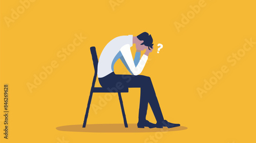 Regret on business mistake, frustration or depressed, stupidity or foolish losing all money, stressed and anxiety on failure concept, frustrated businessman holding his head sitting alone on the chair