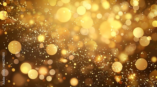 Golden bokeh sparkle glitter lights for festive backgrounds - Abstract circular defocused shimmer for magical Christmas and elegant celebrations © Ameer