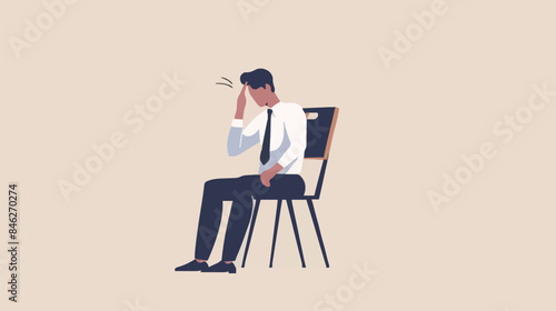 Regret on business mistake, frustration or depressed, stupidity or foolish losing all money, stressed and anxiety on failure concept, frustrated businessman holding his head sitting alone on the chair