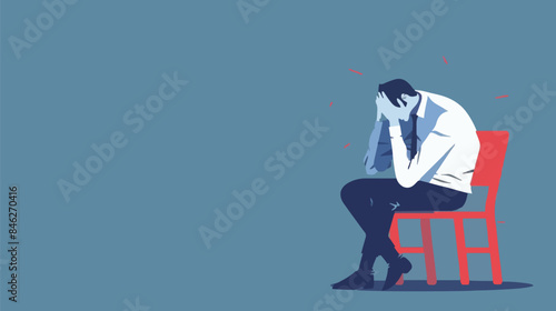 Regret on business mistake, frustration or depressed, stupidity or foolish losing all money, stressed and anxiety on failure concept, frustrated businessman holding his head sitting alone on the chair