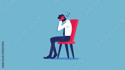 Regret on business mistake, frustration or depressed, stupidity or foolish losing all money, stressed and anxiety on failure concept, frustrated businessman holding his head sitting alone on the chair