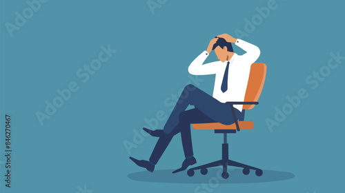 Regret on business mistake, frustration or depressed, stupidity or foolish losing all money, stressed and anxiety on failure concept, frustrated businessman holding his head sitting alone on the chair