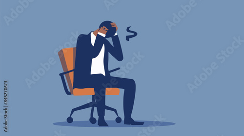 Regret on business mistake, frustration or depressed, stupidity or foolish losing all money, stressed and anxiety on failure concept, frustrated businessman holding his head sitting alone on the chair