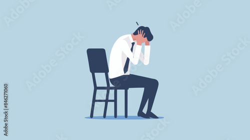 Regret on business mistake, frustration or depressed, stupidity or foolish losing all money, stressed and anxiety on failure concept, frustrated businessman holding his head sitting alone on the chair