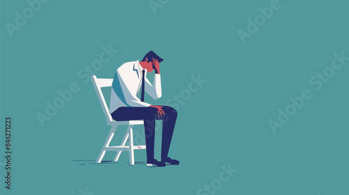 Regret on business mistake, frustration or depressed, stupidity or foolish losing all money, stressed and anxiety on failure concept, frustrated businessman holding his head sitting alone on the chair