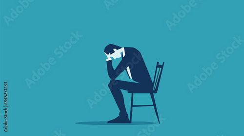 Regret on business mistake, frustration or depressed, stupidity or foolish losing all money, stressed and anxiety on failure concept, frustrated businessman holding his head sitting alone on the chair