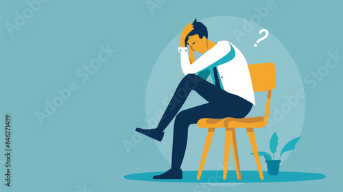 Regret on business mistake, frustration or depressed, stupidity or foolish losing all money, stressed and anxiety on failure concept, frustrated businessman holding his head sitting alone on the chair