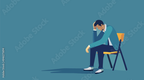 Regret on business mistake, frustration or depressed, stupidity or foolish losing all money, stressed and anxiety on failure concept, frustrated businessman holding his head sitting alone on the chair
