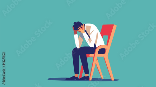 Regret on business mistake, frustration or depressed, stupidity or foolish losing all money, stressed and anxiety on failure concept, frustrated businessman holding his head sitting alone on the chair