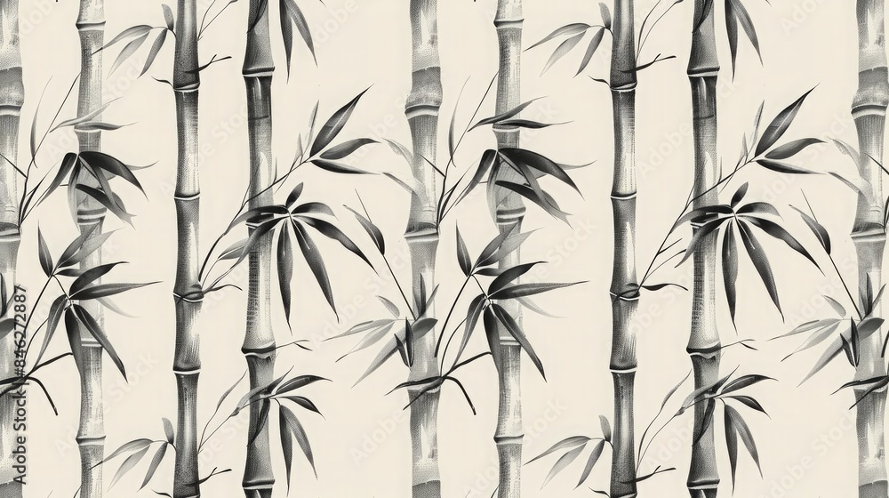 Obraz premium Bamboo forest, earthy tones, flat design, minimalistic shapes