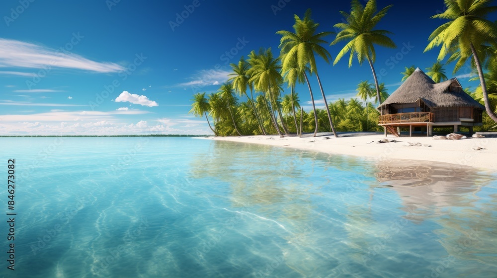a picturesque tropical island paradise with towering palm trees casting long shadows over a soft, white sand beach, crystal-clear turquoise waters teeming with colorful marine life, a picturesque tropical island paradise with towering palm trees casting long shadows over a soft, white sand beach, crystal-clear turquoise waters teeming with colorful marine life,