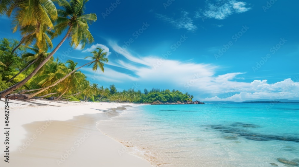 a pristine tropical beach with swaying palm trees, soft white sand, and crystal-clear turquoise water lapping at the shore, a pristine tropical beach with swaying palm trees, soft white sand, and crystal-clear turquoise water lapping at the shore,