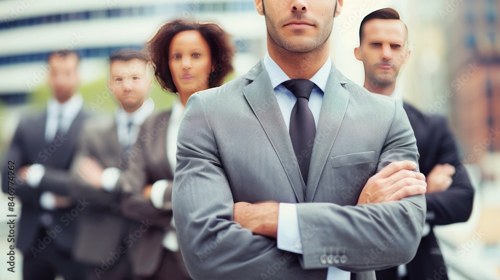 Corporate and Professional business people looking confident in an office setting Corporate and Professional business people looking confident in an office setting
