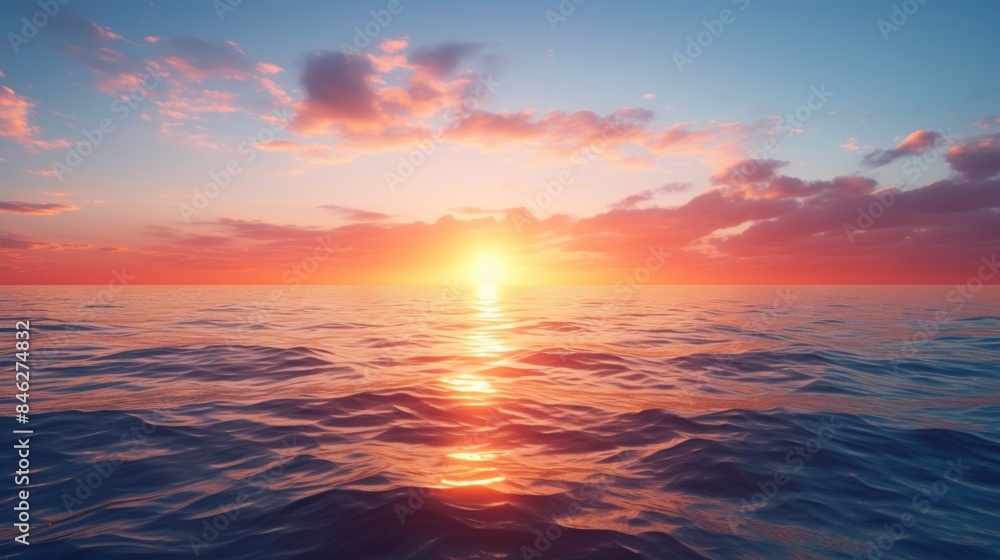 a serene sunrise over a calm ocean, a serene sunrise over a calm ocean,