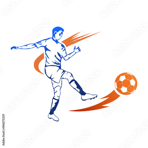 Soccer Player On Fire Kick Illustration