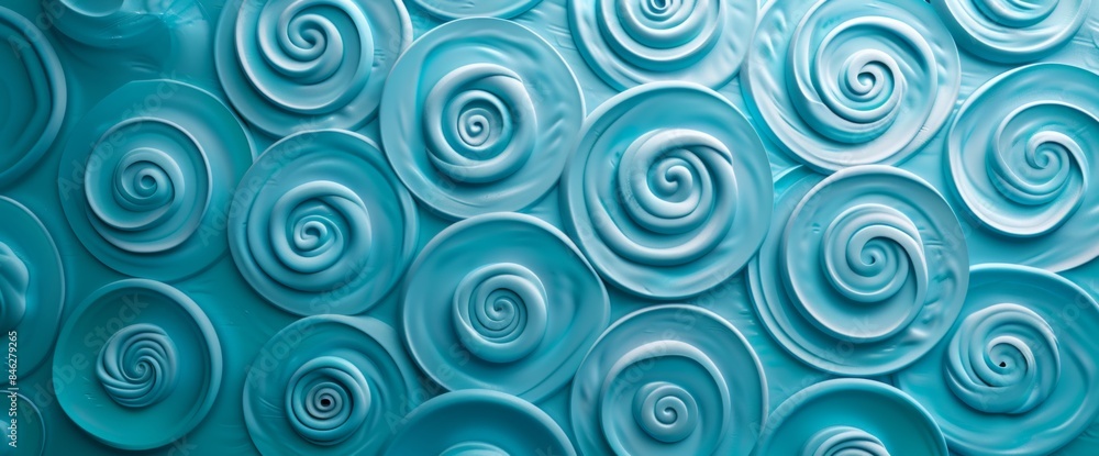 Light blue and turquoise background with a pattern of small spirals Light blue and turquoise background with a pattern of small spirals