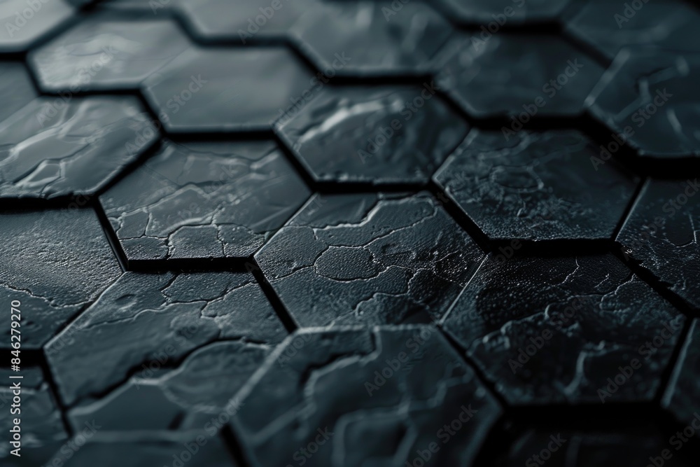 A close up of a black hexagonal tile A close up of a black hexagonal tile