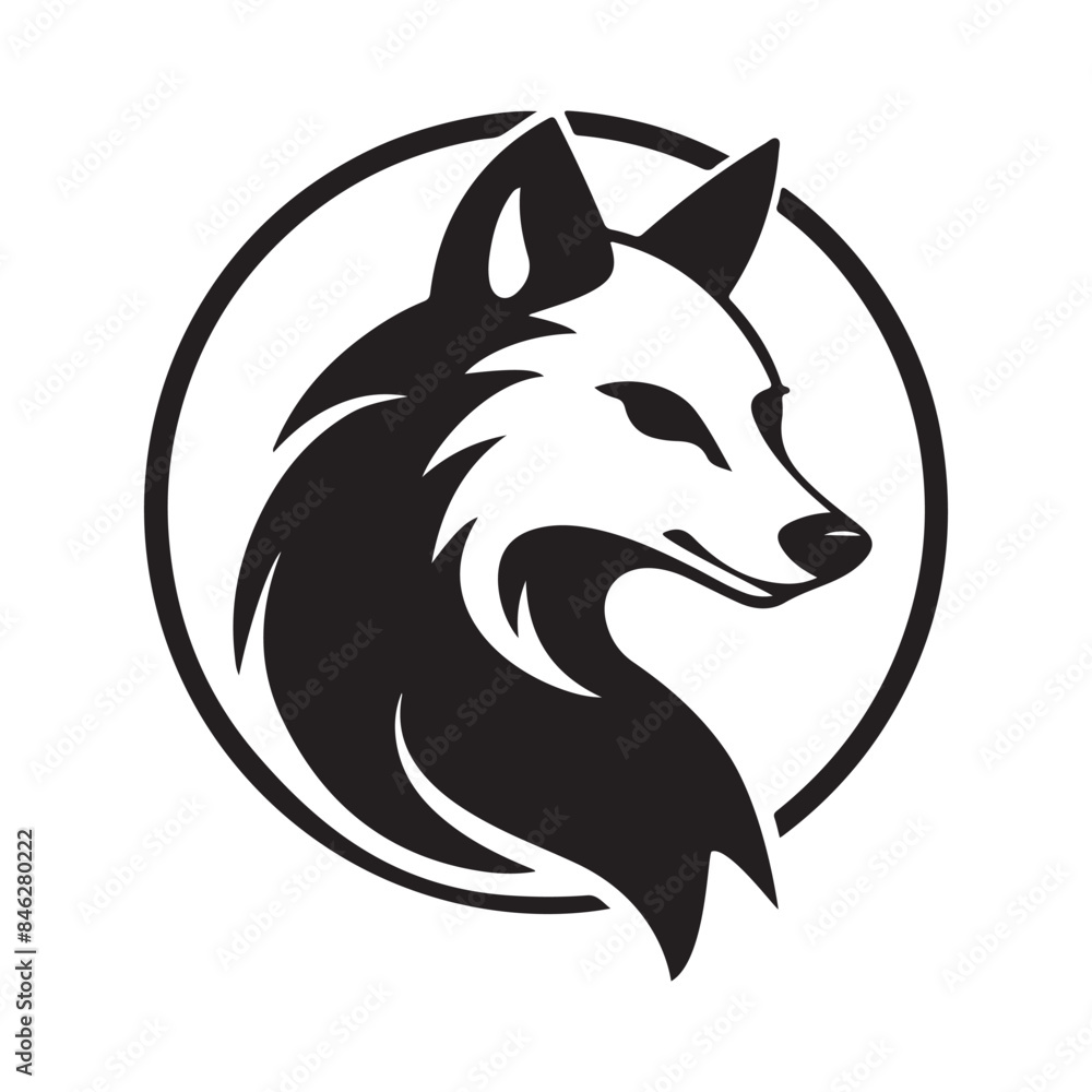 Simple howling wolf head with circle frame vector illustration. Wolf head badge emblem logo icon on white background Simple howling wolf head with circle frame vector illustration. Wolf head badge emblem logo icon on white background