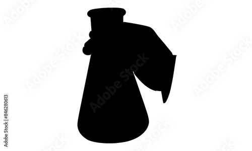 silhouette of hand chemical lab retorts